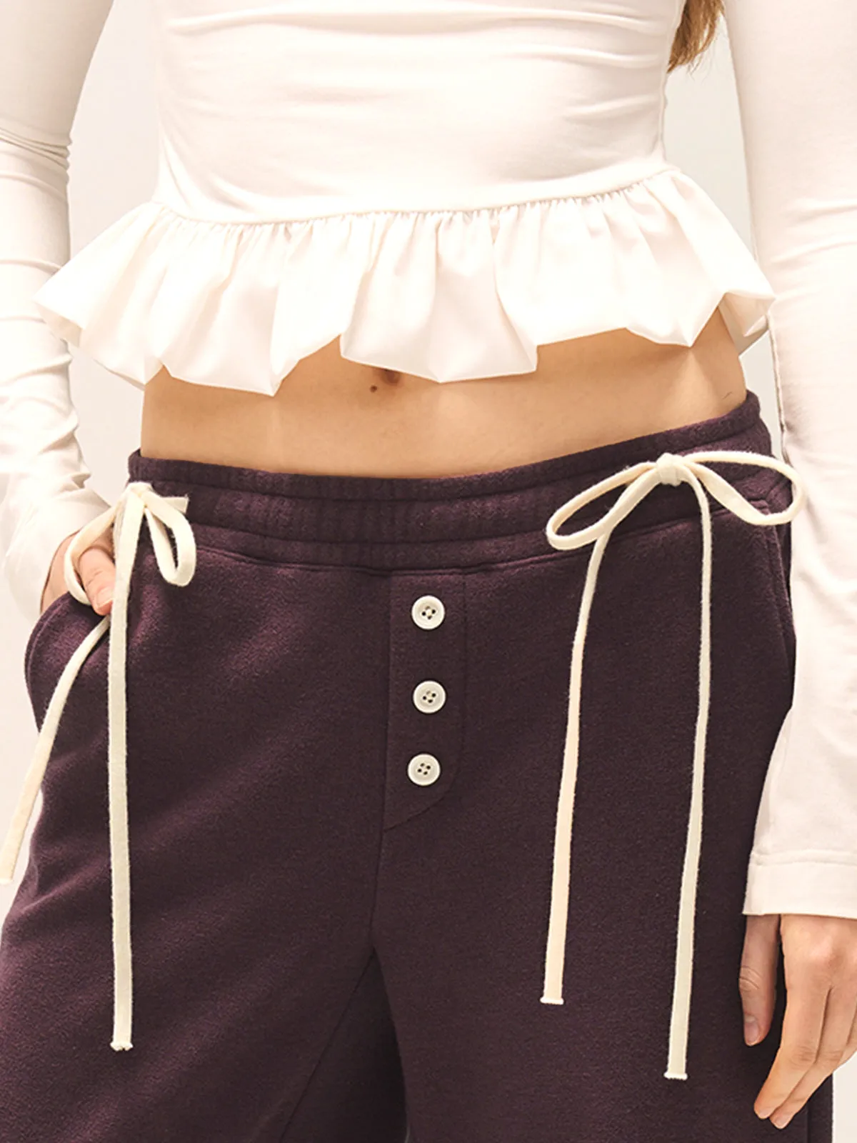 Bow Decor Wide-Leg Sweatpants sold by COMMENSE product image thumbnail 4