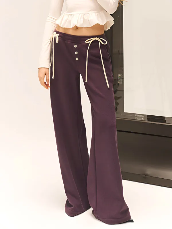 Bow Decor Wide-Leg Sweatpants sold by COMMENSE