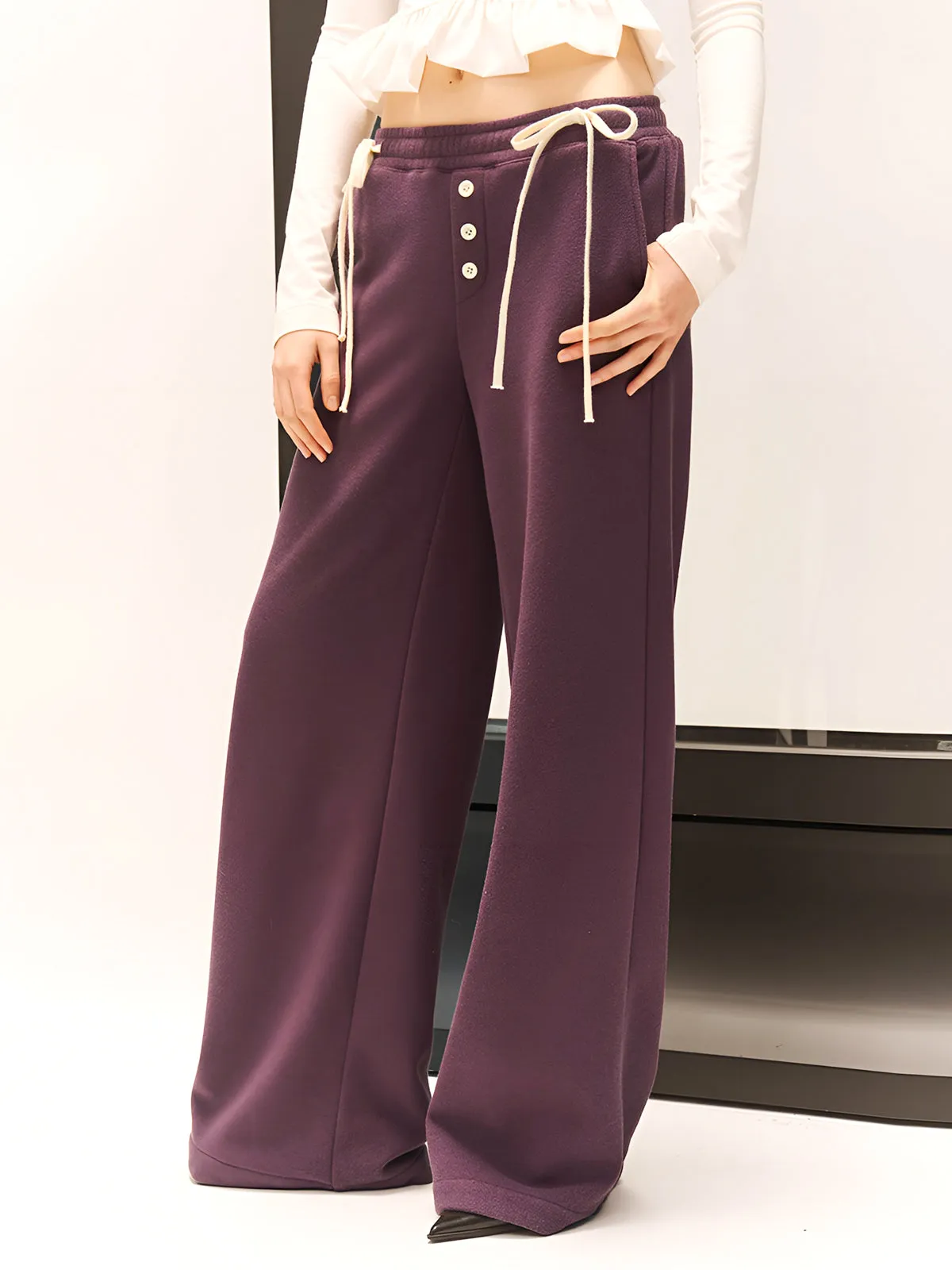 Bow Decor Wide-Leg Sweatpants sold by COMMENSE product image thumbnail 3
