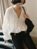 Tie-Front Pleated Blouse sold by COMMENSE