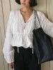 Tie-Front Pleated Blouse sold by COMMENSE
