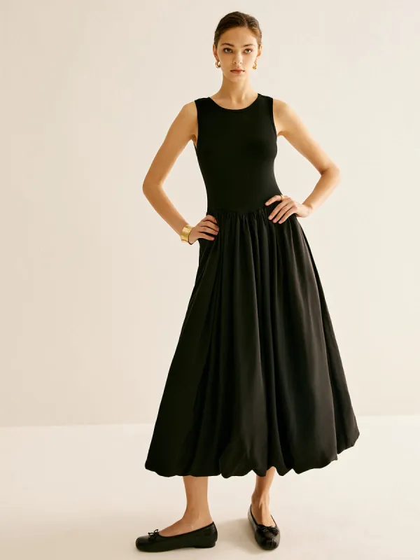 Panel Pleated Jersey Tank Dress sold by COMMENSE