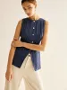 Pinstripe Button Sleeveless Shirt sold by COMMENSE