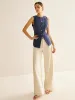 Pinstripe Button Sleeveless Shirt sold by COMMENSE