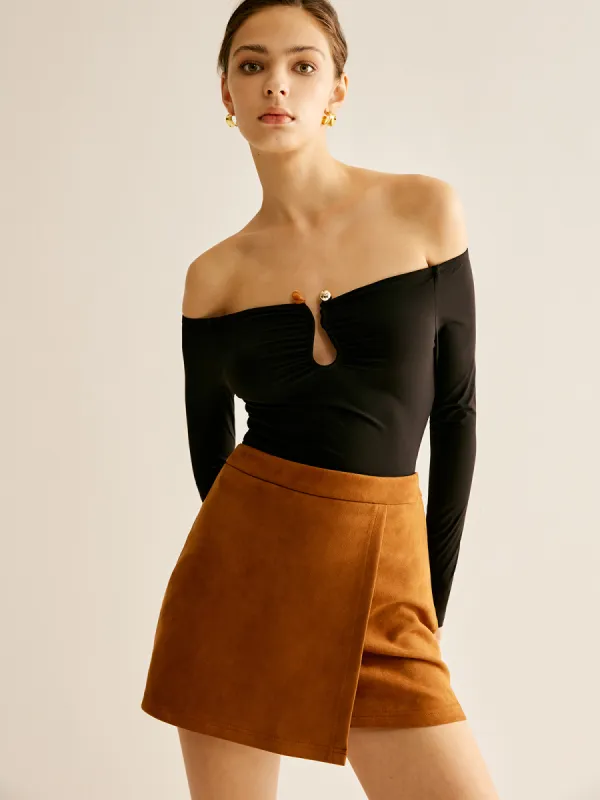 Off-Shoulder Cutout Top sold by COMMENSE