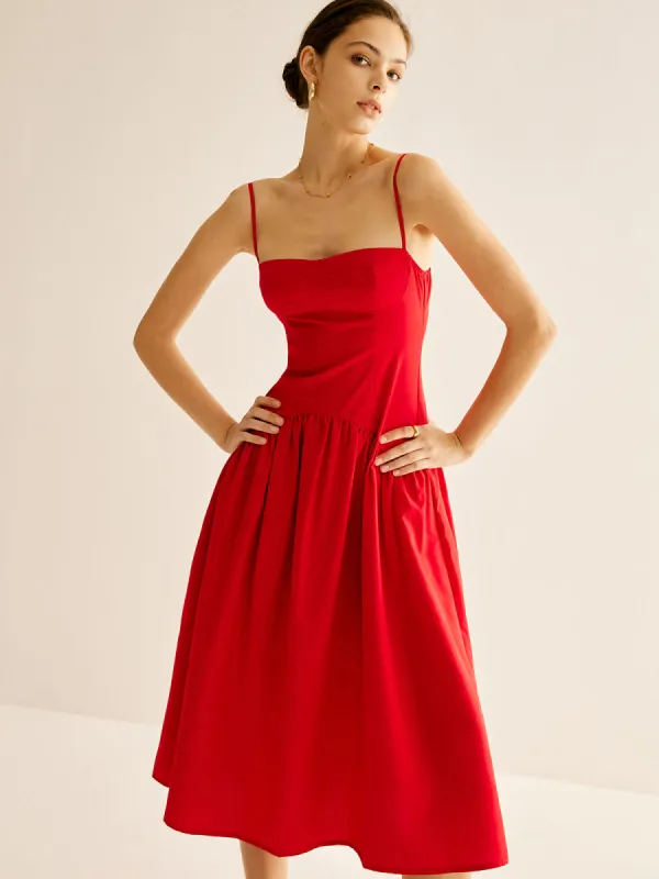 Panel Pleated Cami Dress sold by COMMENSE