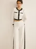 Contrast Trim Straight Pants Set sold by COMMENSE