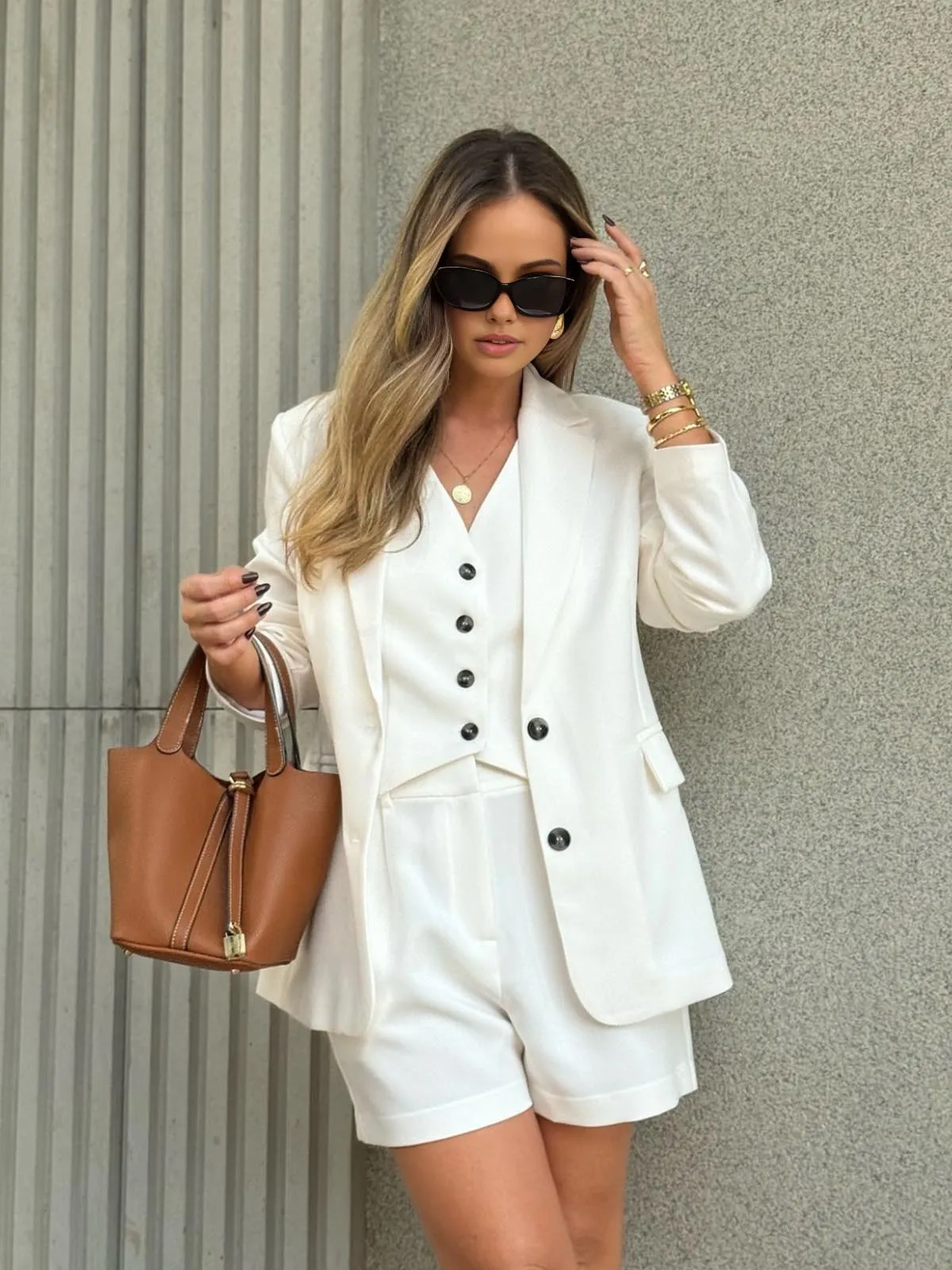 Piping Button Lapel Blazer sold by COMMENSE