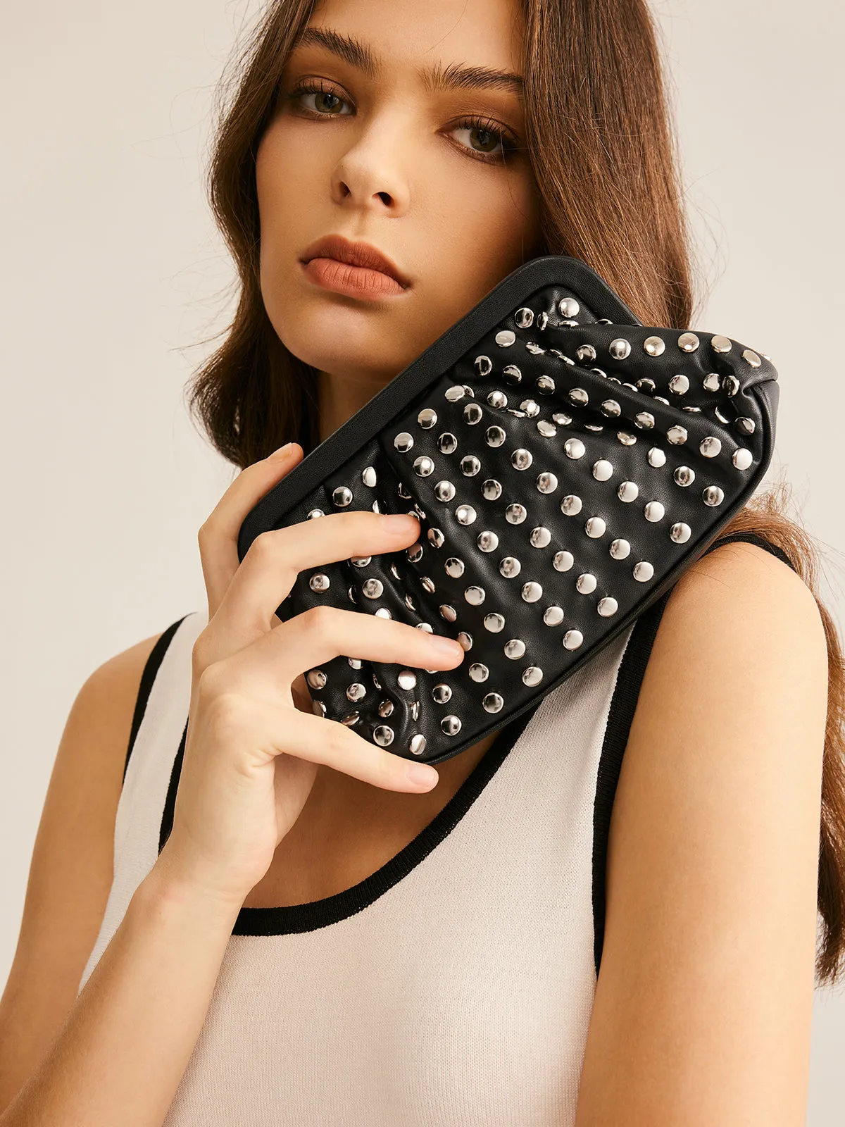 Studded Pleated Clutch Bag sold by COMMENSE product image thumbnail 4