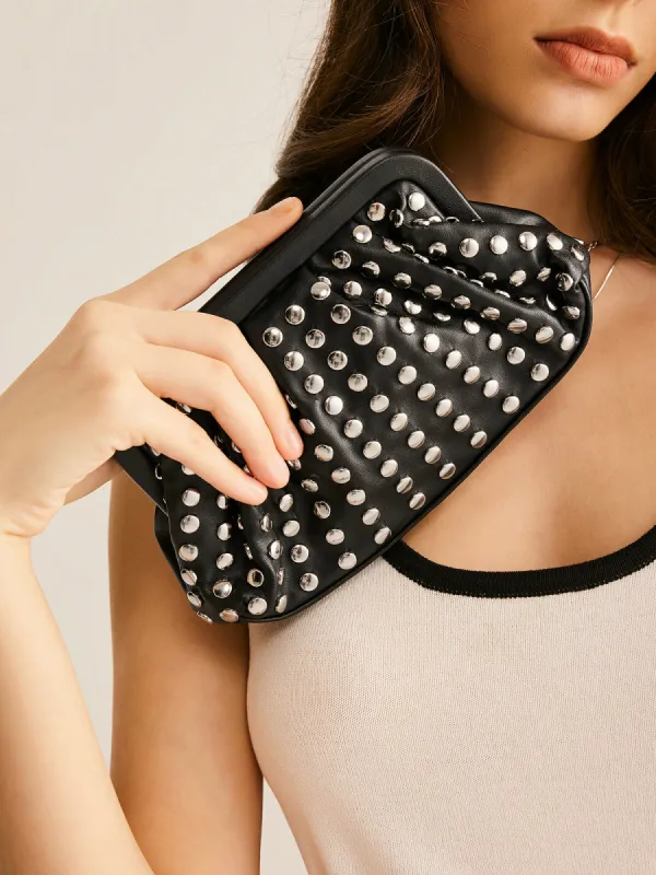 Studded Pleated Clutch Bag sold by COMMENSE