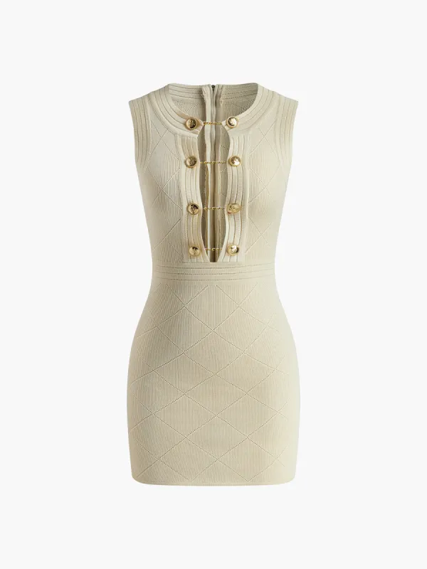 Rabbit Hair Metal-Detail Zipper Tank Dress sold by COMMENSE