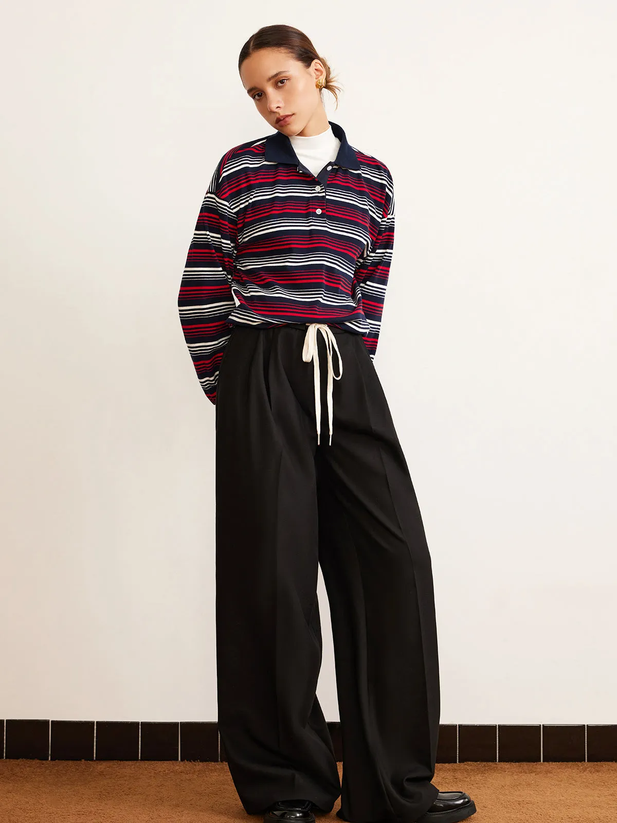 Retro Striped Polo T-Shirt sold by COMMENSE product image thumbnail 3