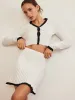 Contrast Trim Pleated Mini Skirt Set sold by COMMENSE