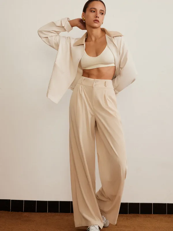 Corduroy High-Waist Wide Leg Pants sold by COMMENSE