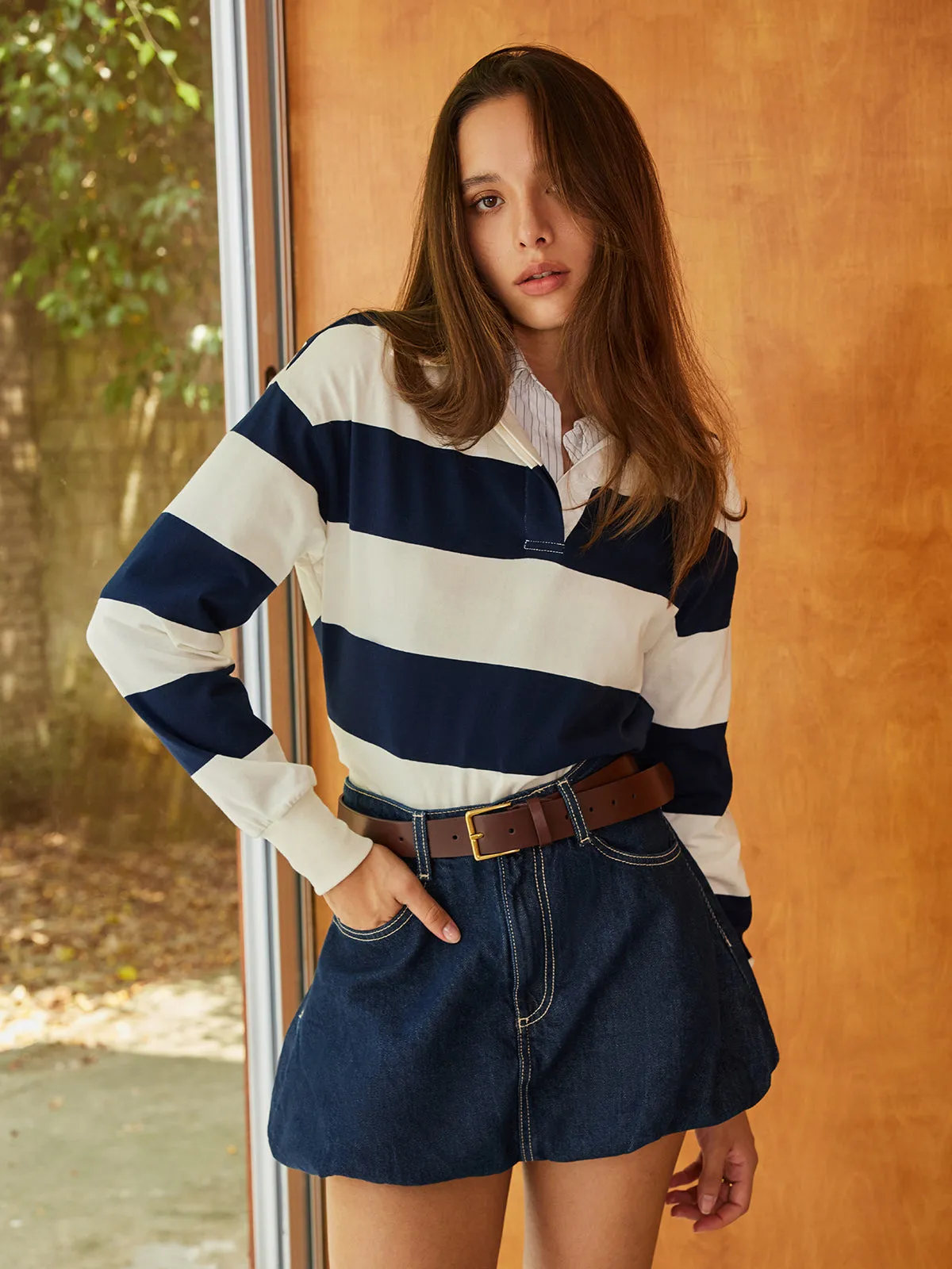 Striped Polo Bodysuit sold by COMMENSE