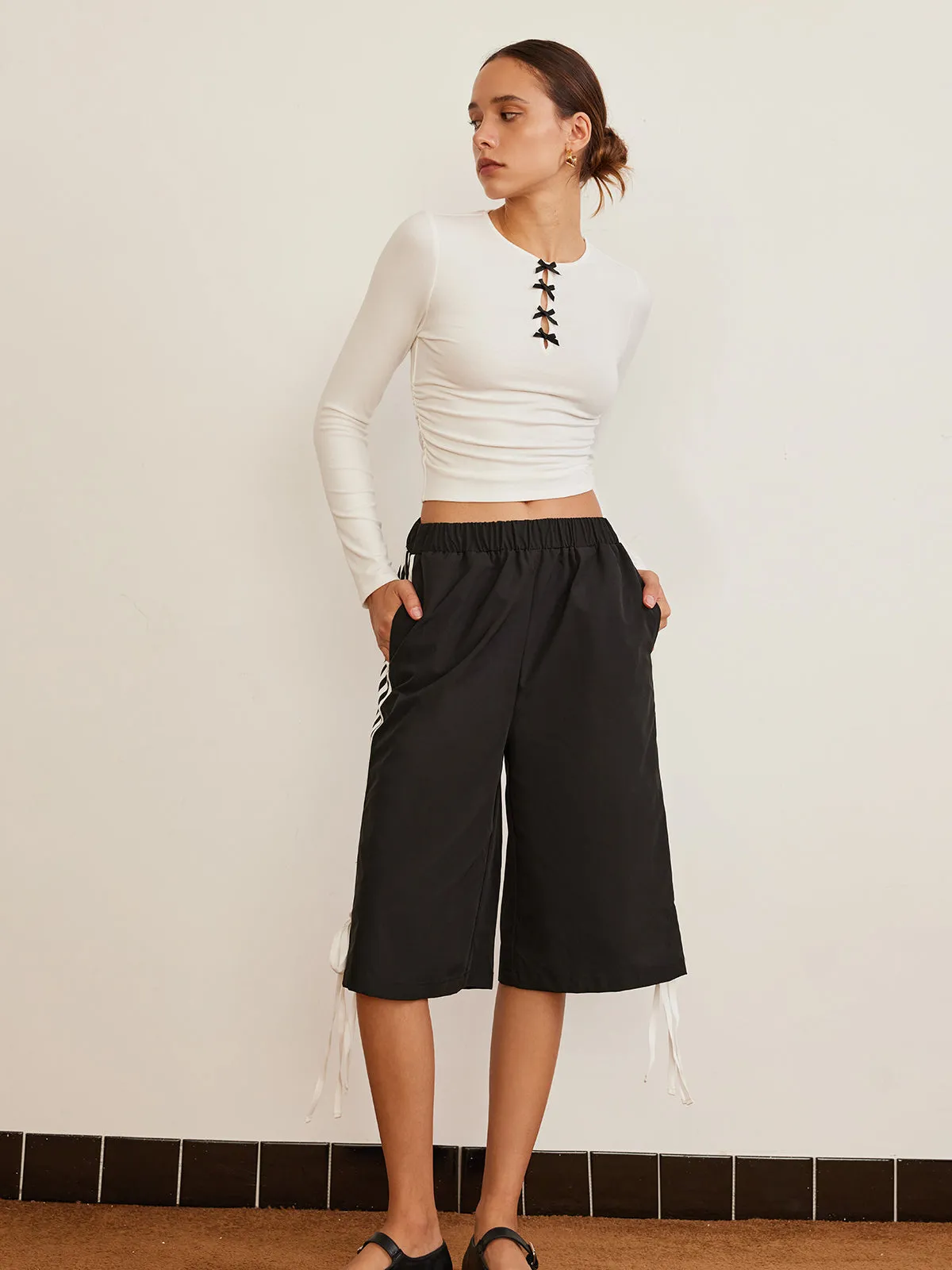 Bow Detail Plain T-Shirt sold by COMMENSE product image thumbnail 2