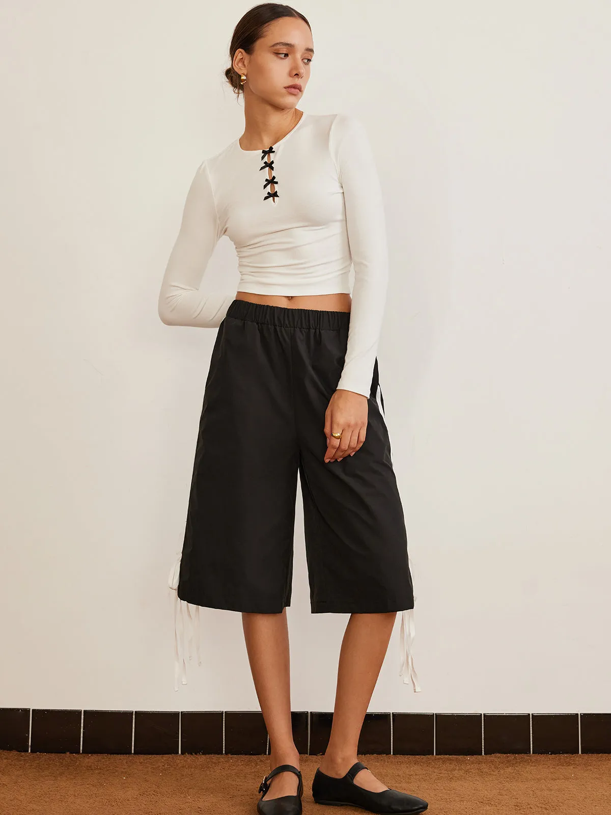 Bow Detail Plain T-Shirt sold by COMMENSE product image thumbnail 3