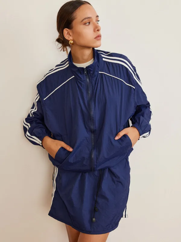 Striped Patchwork Drawstring Mini Skirt Set sold by COMMENSE