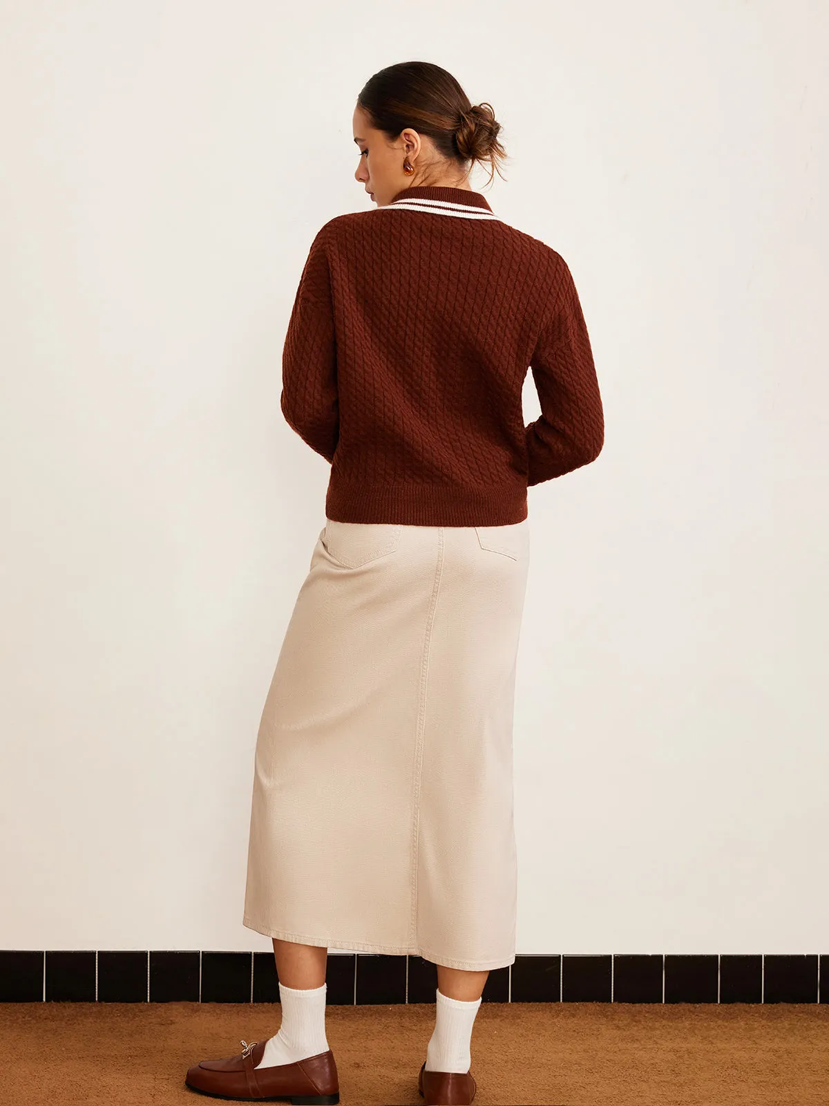 Cable Knit Button Polo Sweater sold by COMMENSE product image thumbnail 5