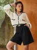 Contrast Trim Button Pockets Cardigan sold by COMMENSE