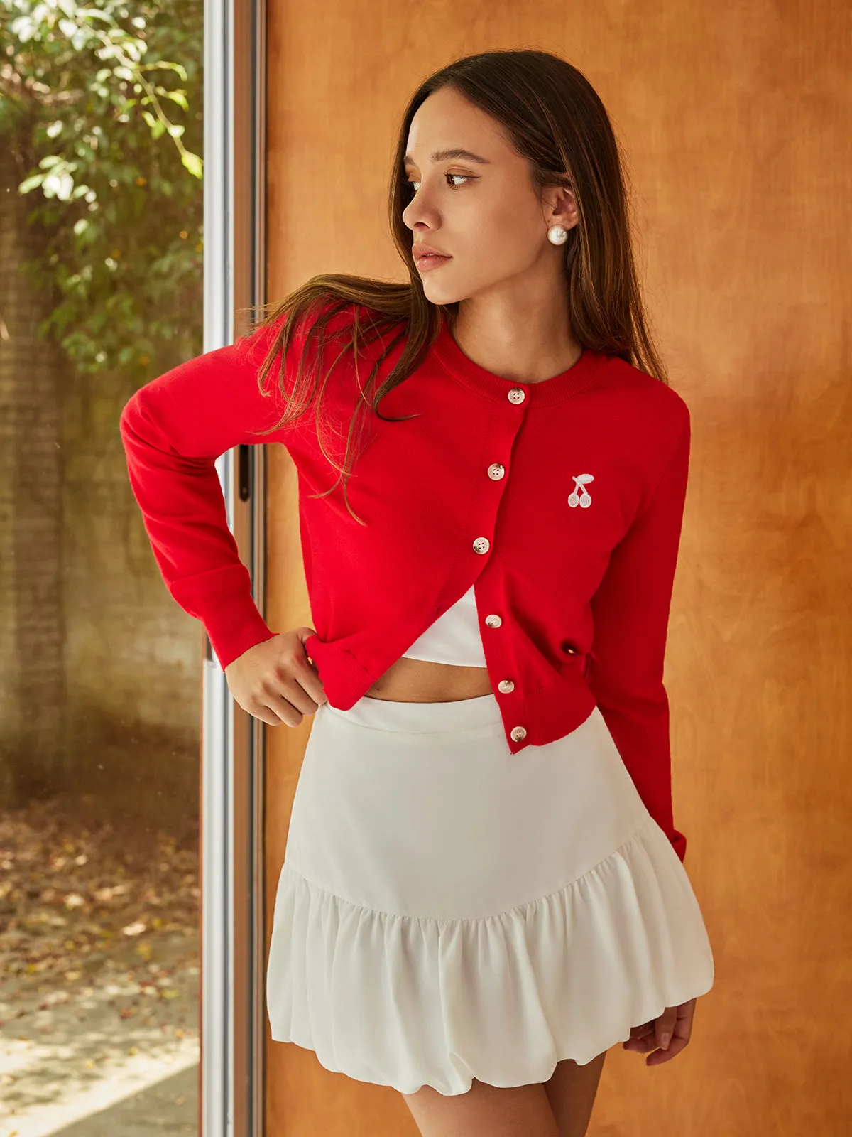 Plain Cherry Embroidery Cardigan sold by COMMENSE product image thumbnail 5