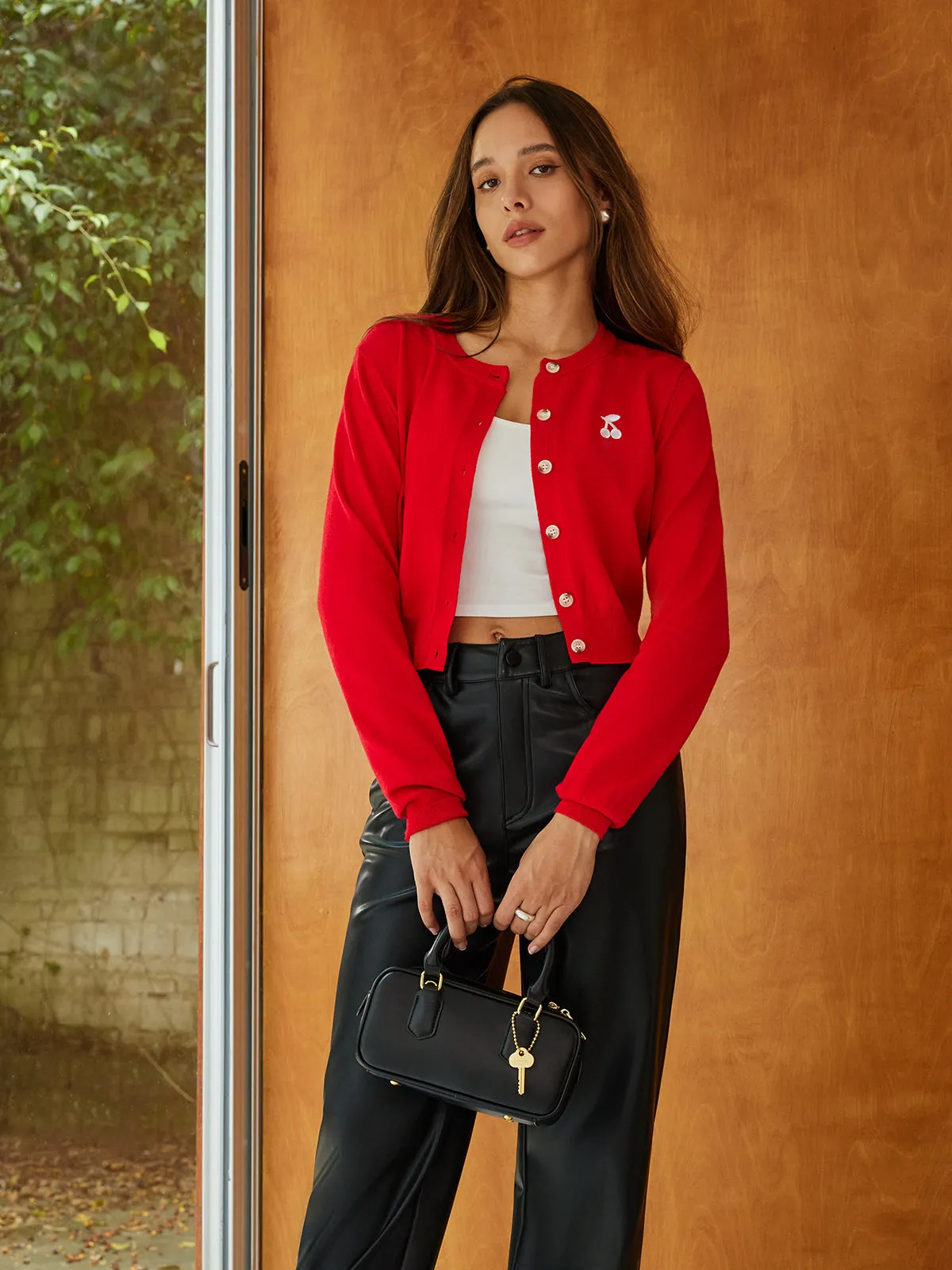 Plain Cherry Embroidery Cardigan sold by COMMENSE product image thumbnail 3