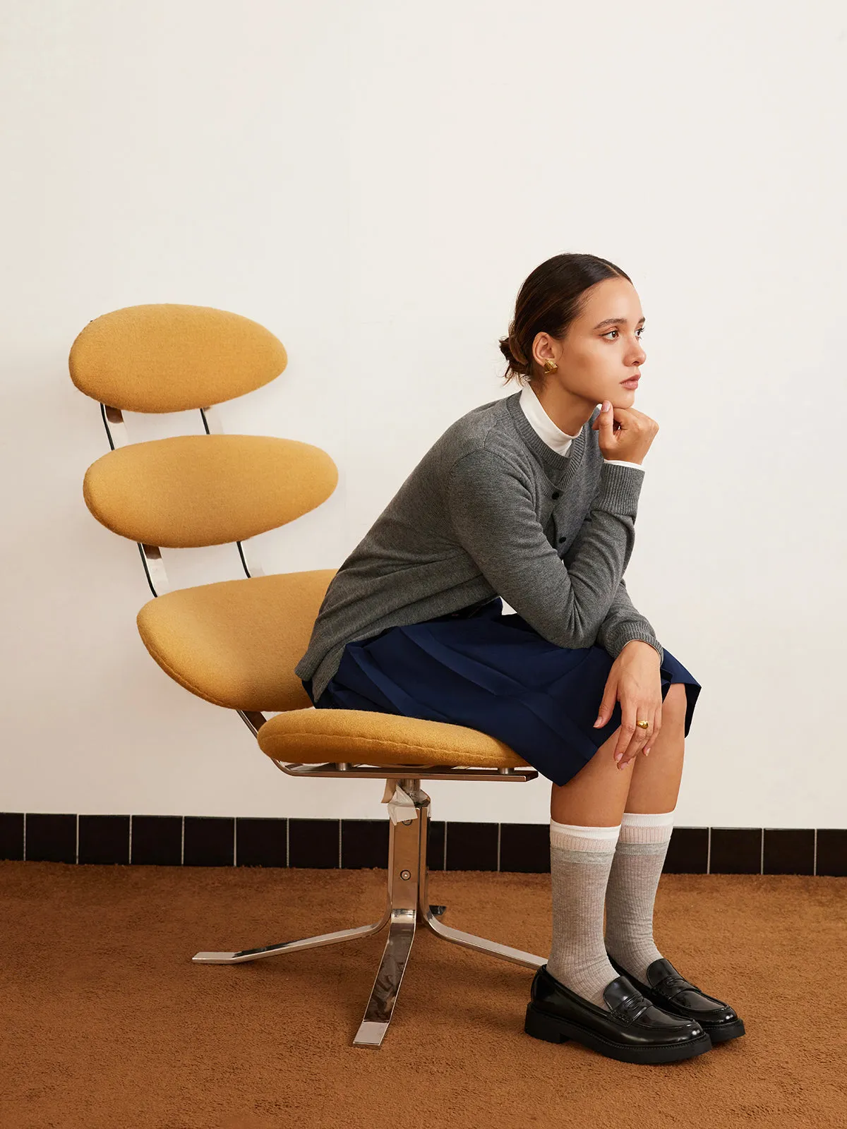 Wool-Blend Breasted Cardigan sold by COMMENSE product image thumbnail 5