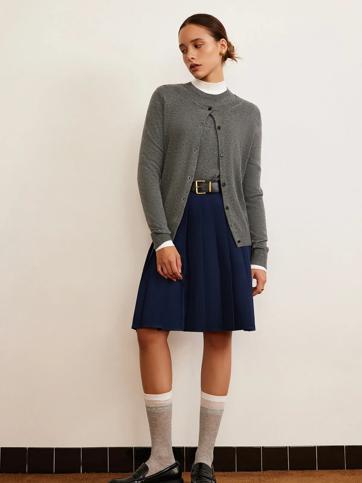 Wool-Blend Breasted Cardigan sold by COMMENSE product image thumbnail 3