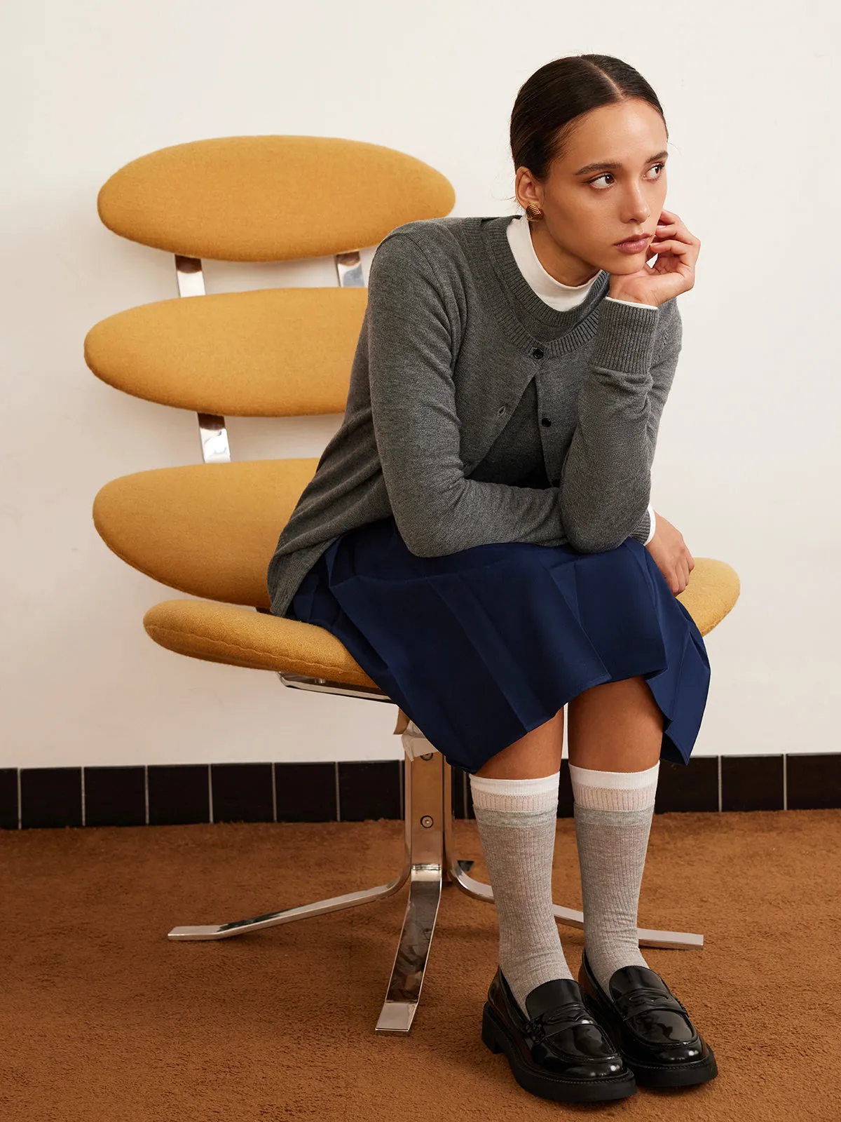 Wool-Blend Breasted Cardigan sold by COMMENSE product image thumbnail 4