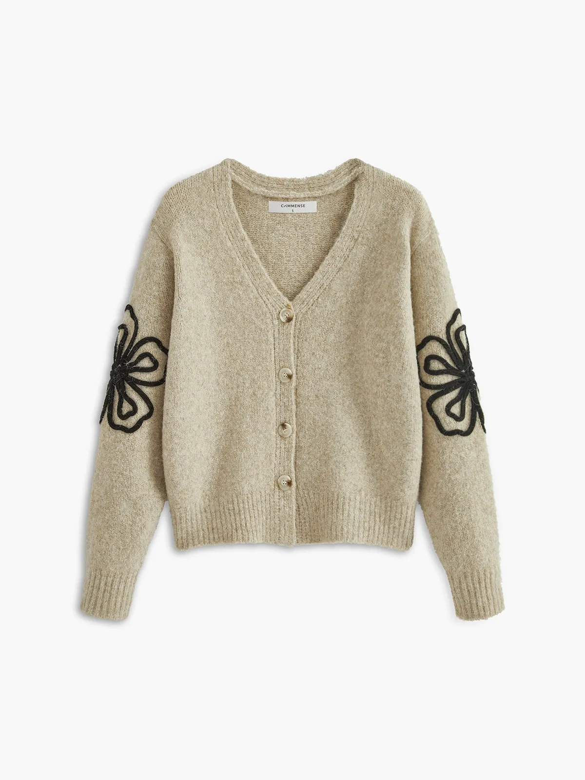 Floral Detail V-Neck Cardigan sold by COMMENSE