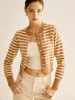 Crew Neck Striped Corset Cardigan sold by COMMENSE