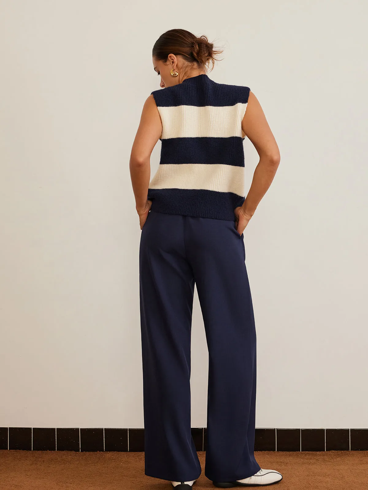 V-Neck Striped Sweater Vest sold by COMMENSE product image thumbnail 5