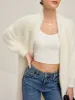 Minimalist Fuzzy Long Cardigan sold by COMMENSE