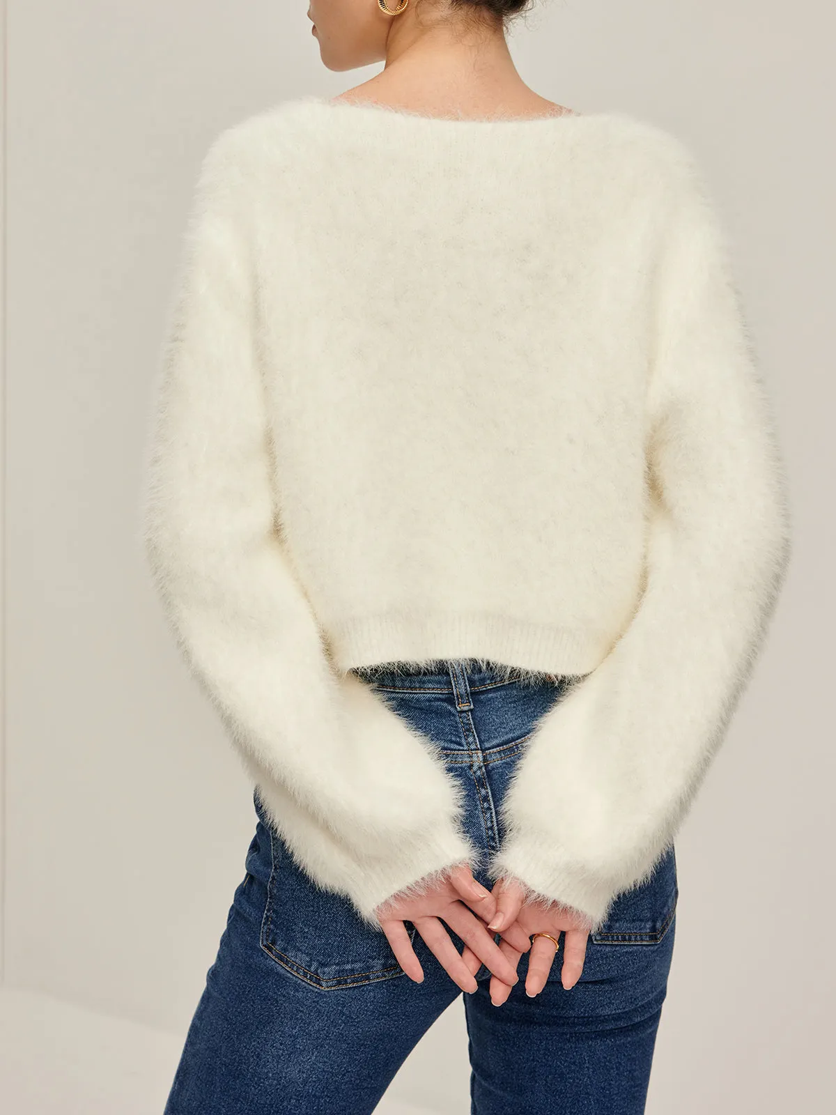 Fuzzy Golden Button Cardigan sold by COMMENSE product image thumbnail 3