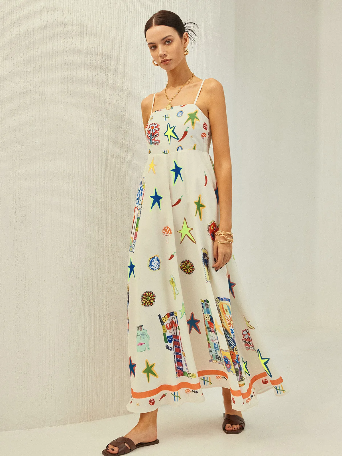 Adjustable Strap Print Dress With Pockets sold by COMMENSE product image thumbnail 3