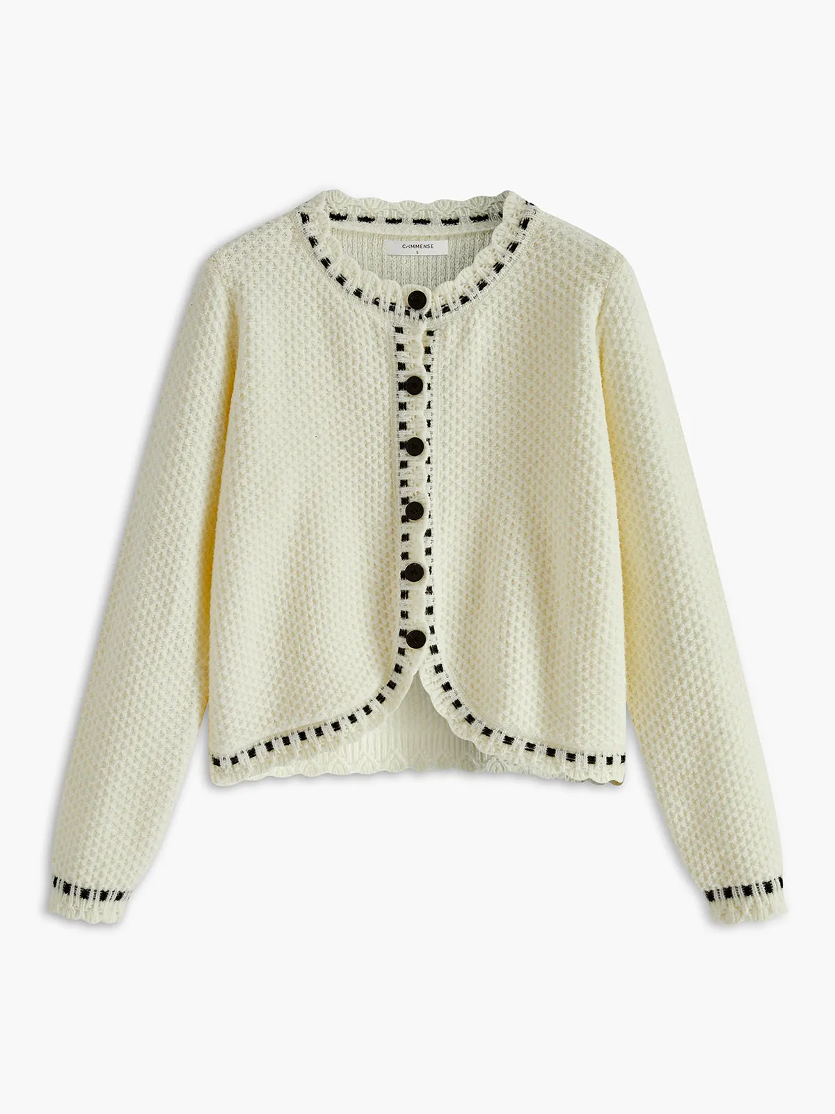Elegant Wave Trim Cardigan sold by COMMENSE