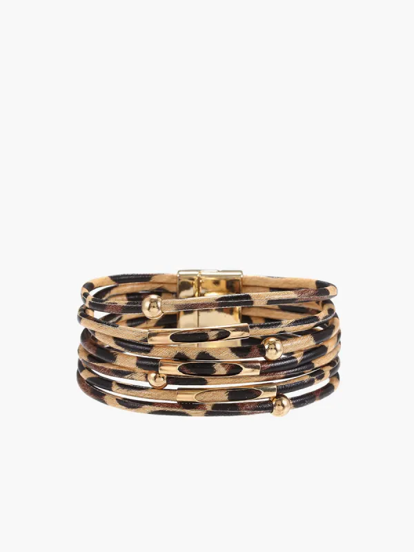 Leopard Printed Magnet Clasp Bracelet sold by COMMENSE