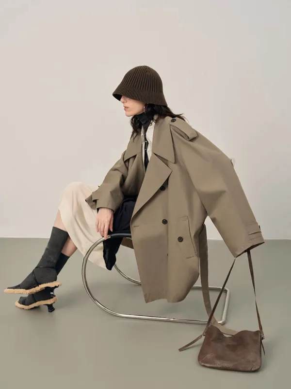 Lapel Loose Belted Trench Coat sold by COMMENSE