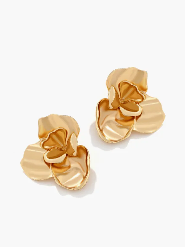 3D Golden Flower Earrings sold by COMMENSE