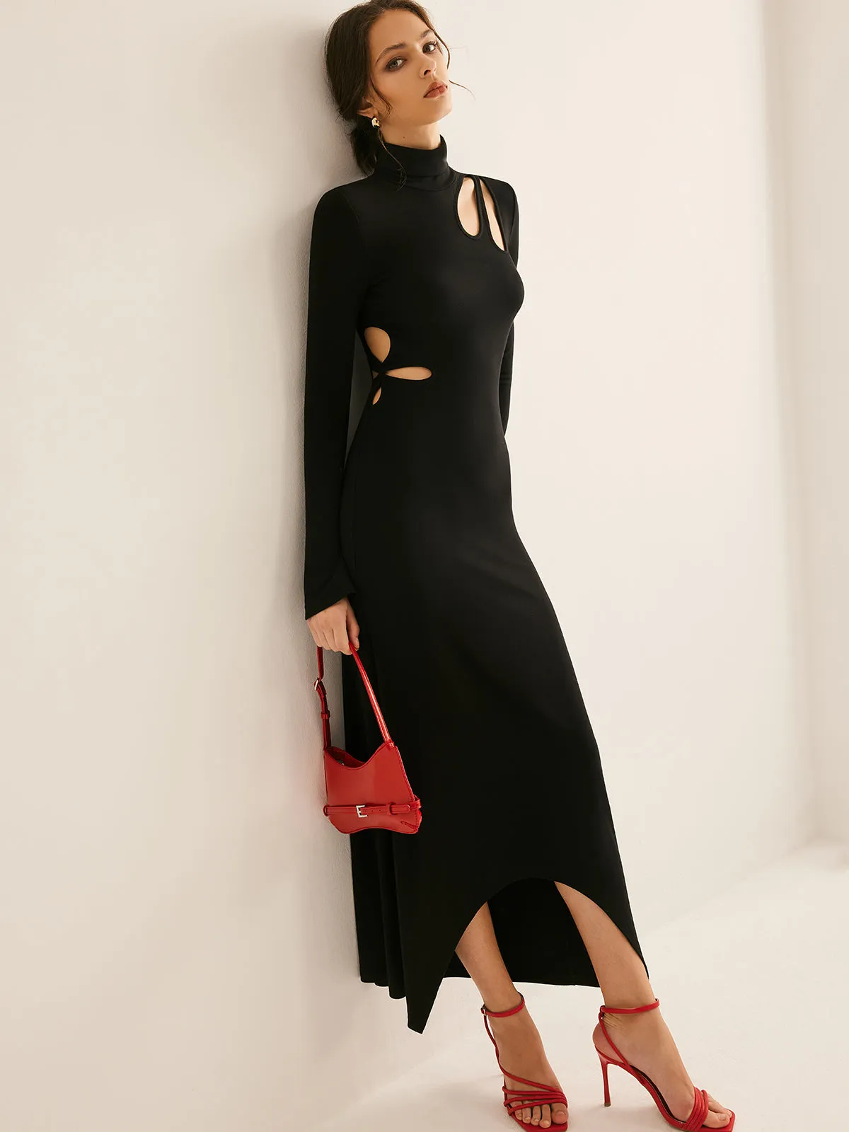 Turtleneck Cutout Slim Dress sold by COMMENSE product image thumbnail 4
