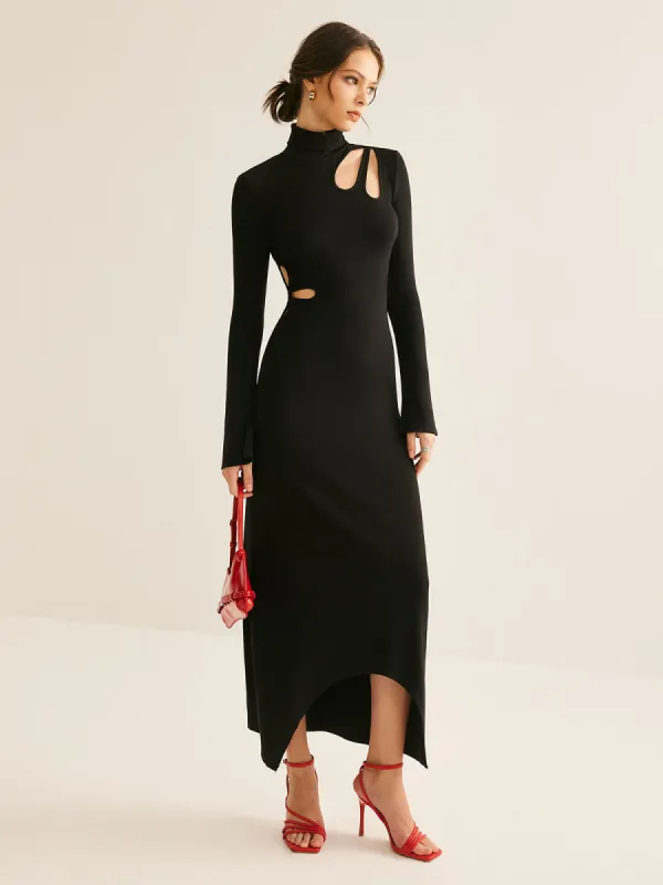 Turtleneck Cutout Slim Dress sold by COMMENSE
