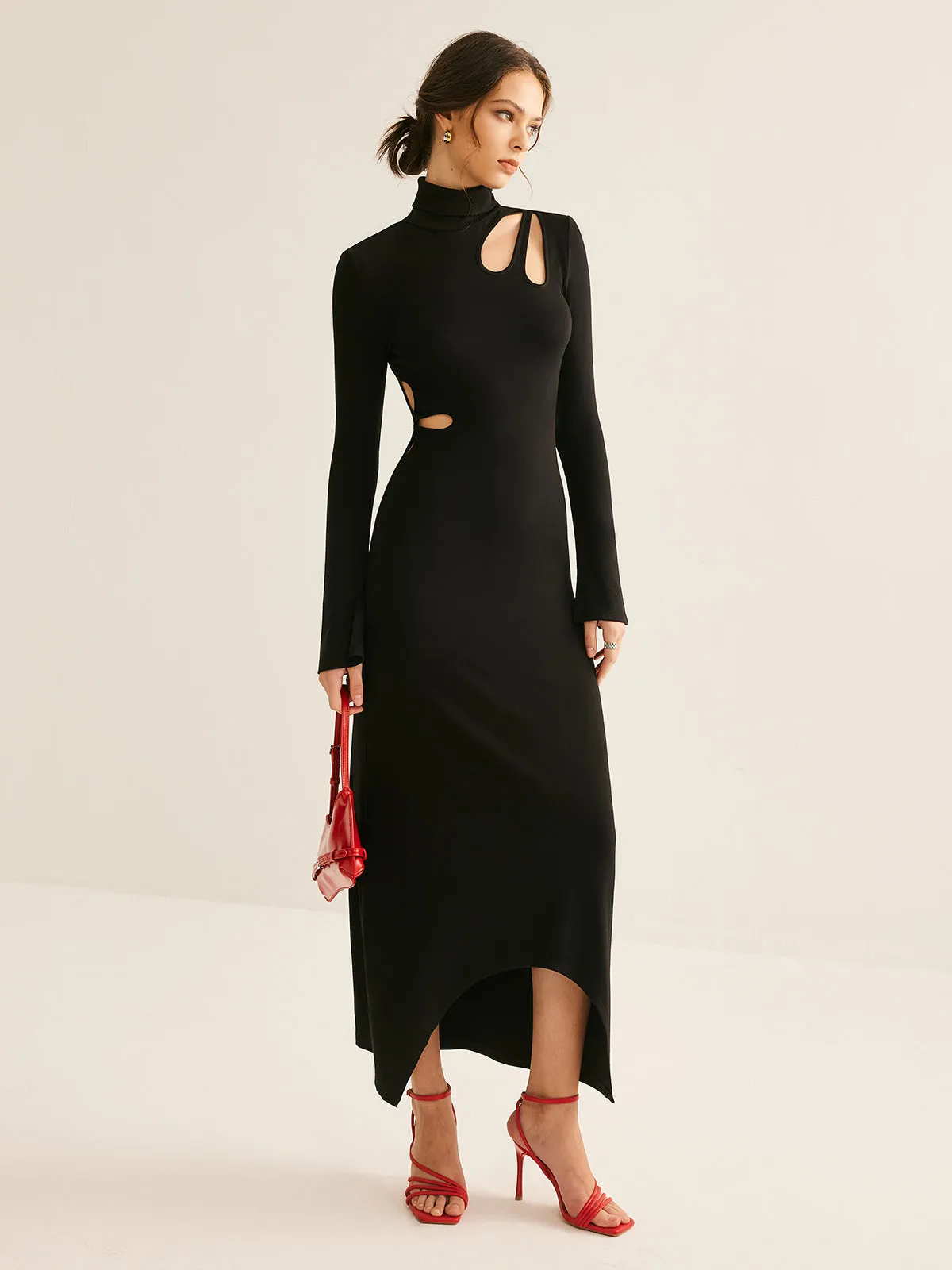 Turtleneck Cutout Slim Dress sold by COMMENSE