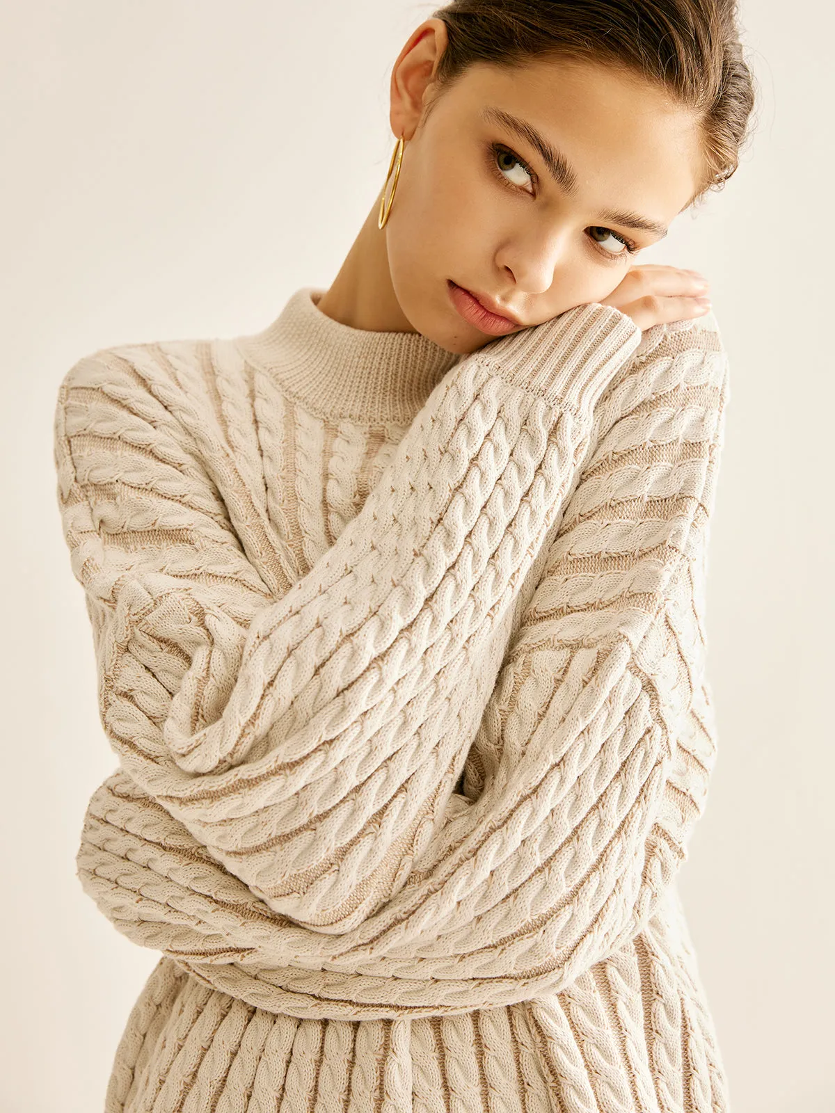 Minimalist Plain Cable Sweater sold by COMMENSE product image thumbnail 3