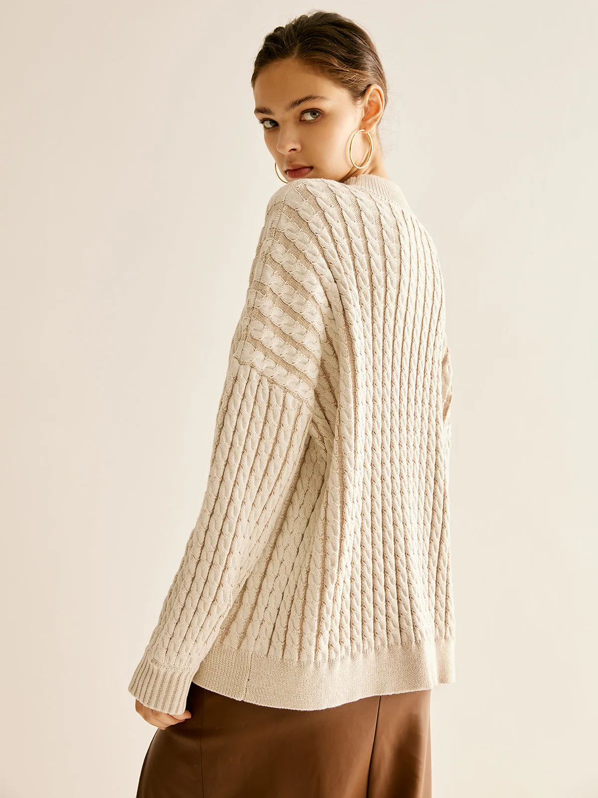 Minimalist Plain Cable Sweater sold by COMMENSE product image thumbnail 4