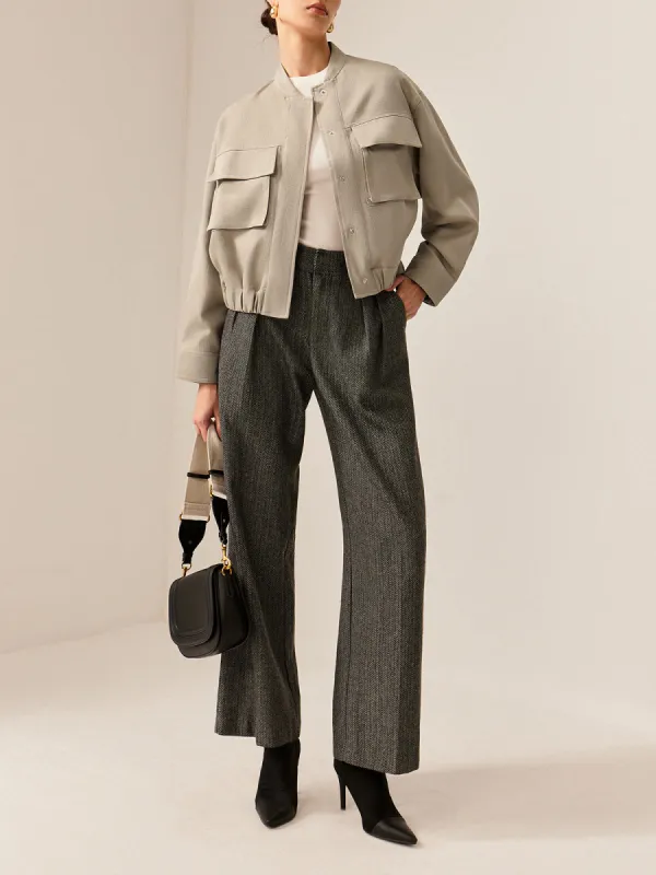 Plain Long Sleeve Cargo Jacket sold by COMMENSE