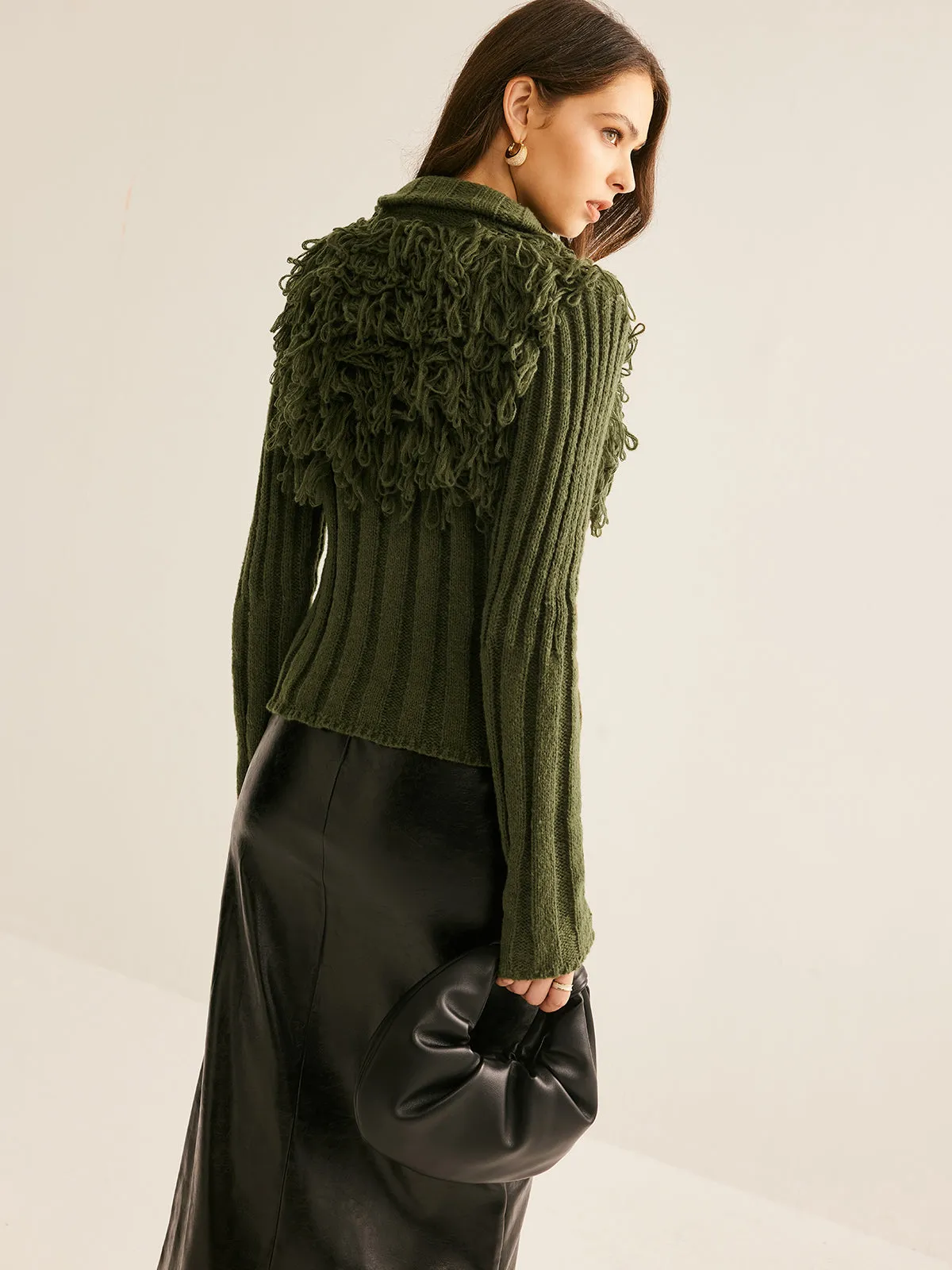 Boheme Raw Hem Zipper Knit Top sold by COMMENSE product image thumbnail 5