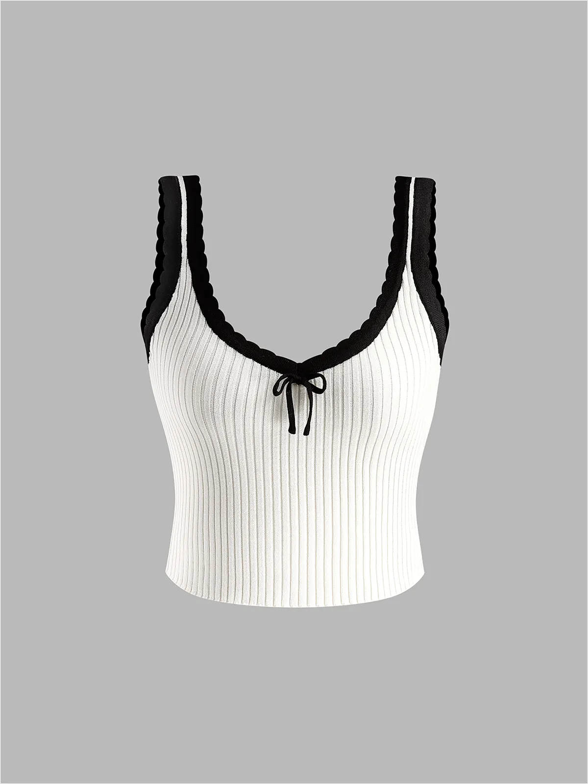 Contrast Trim Bow Crop Sweater Vest sold by COMMENSE