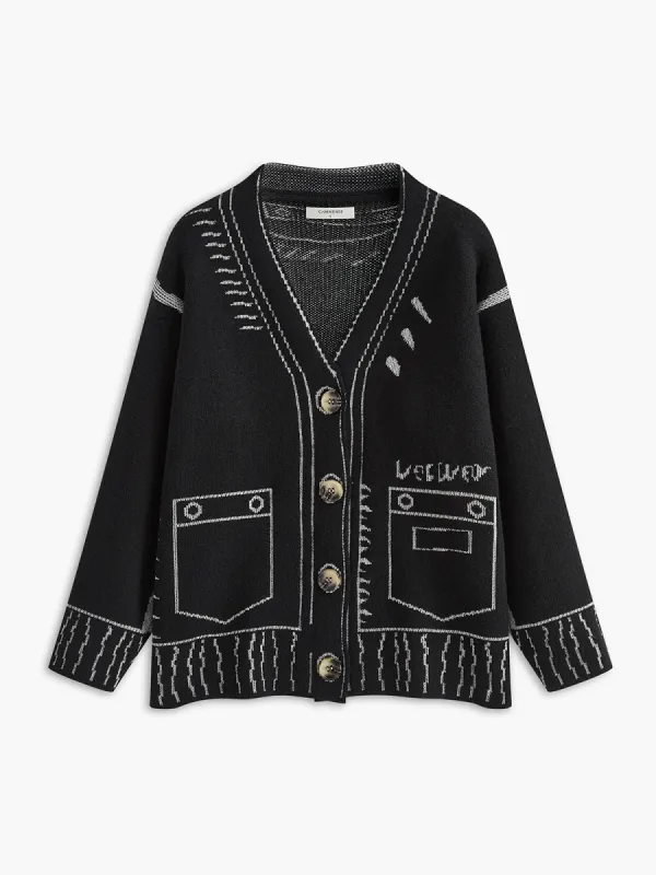 Vintage V-Neck Button Cardigan sold by COMMENSE
