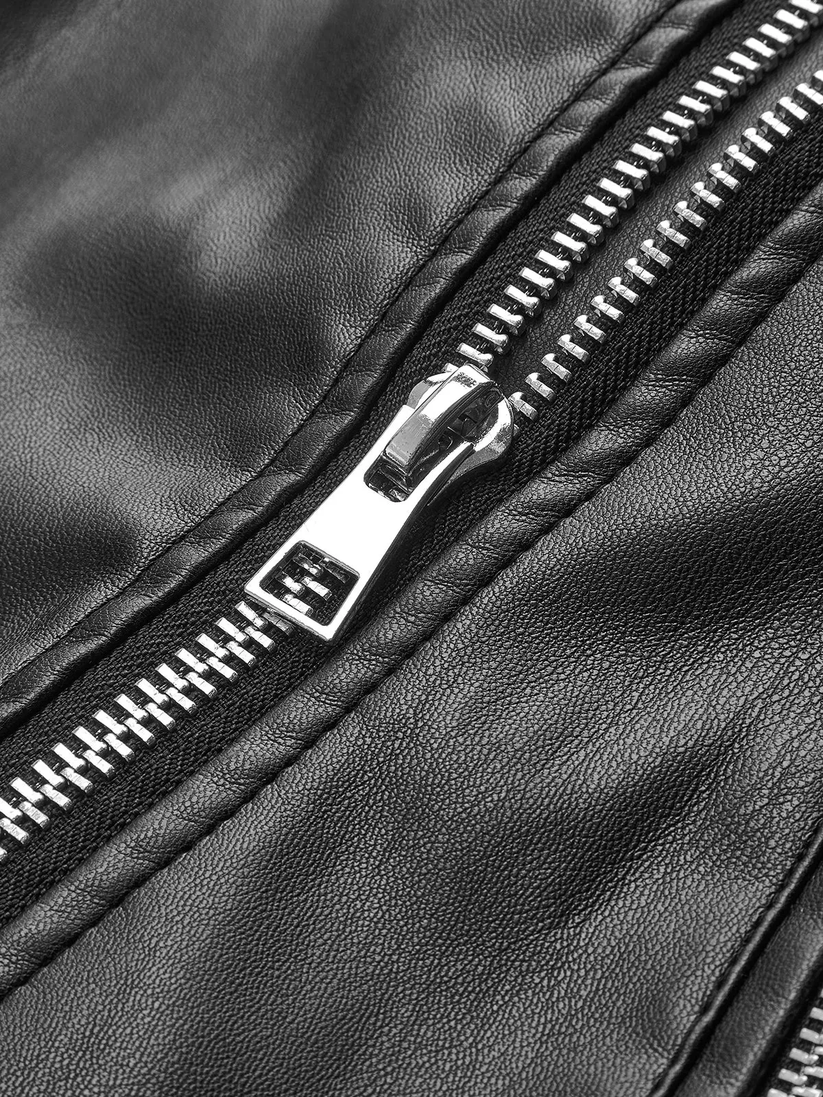 Zipper Belted Faux Leather Jacket sold by COMMENSE product image thumbnail 3