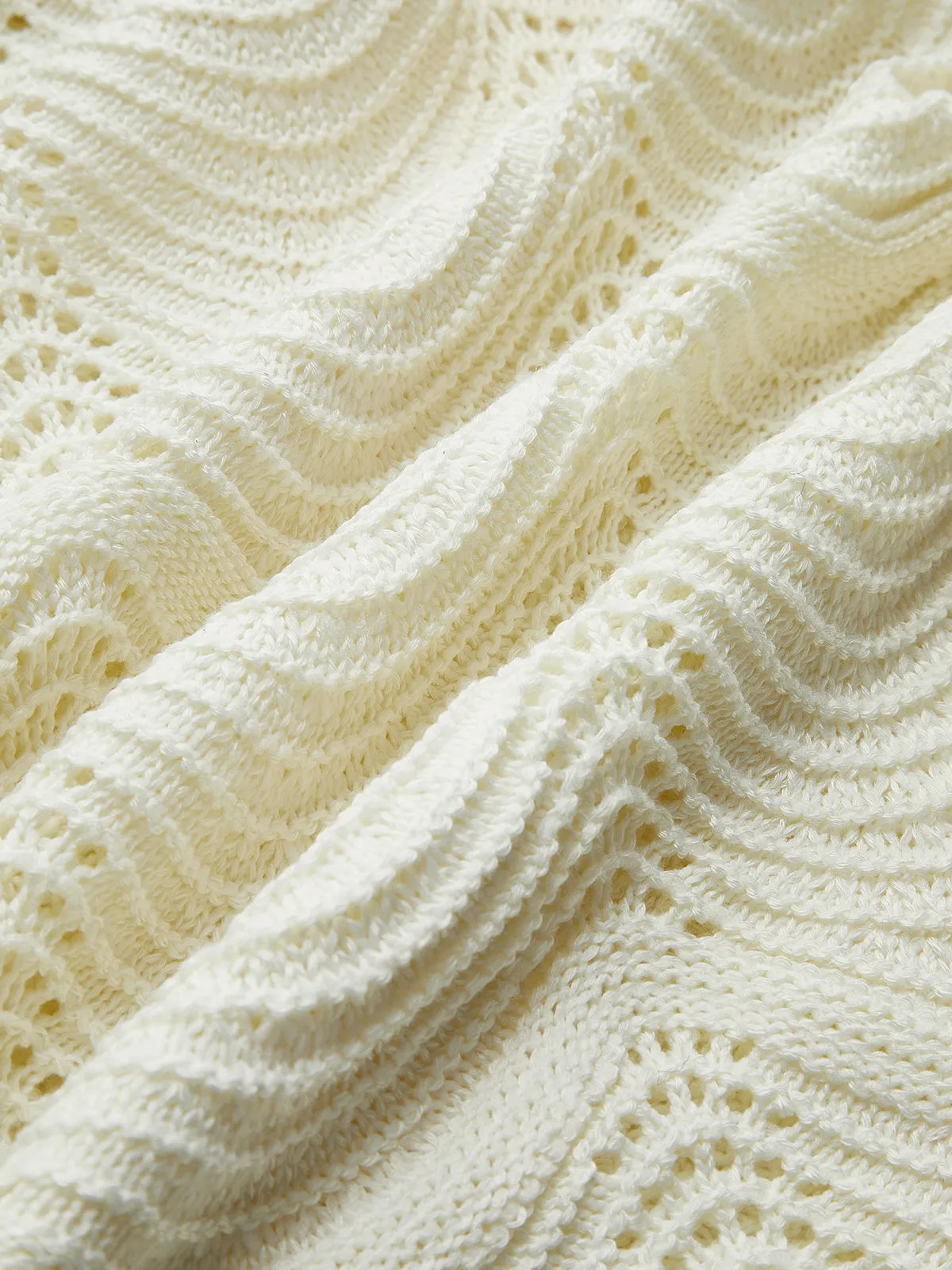 Plain Wave Trim Belted Sweater sold by COMMENSE product image thumbnail 4